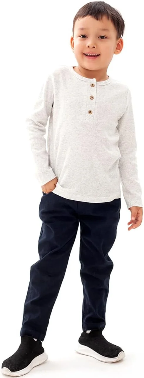 تی شرت ساده پسرانه آستین بلند مناسب 2 تا 7 سال - خاکستری روشن - سایز 3 سال