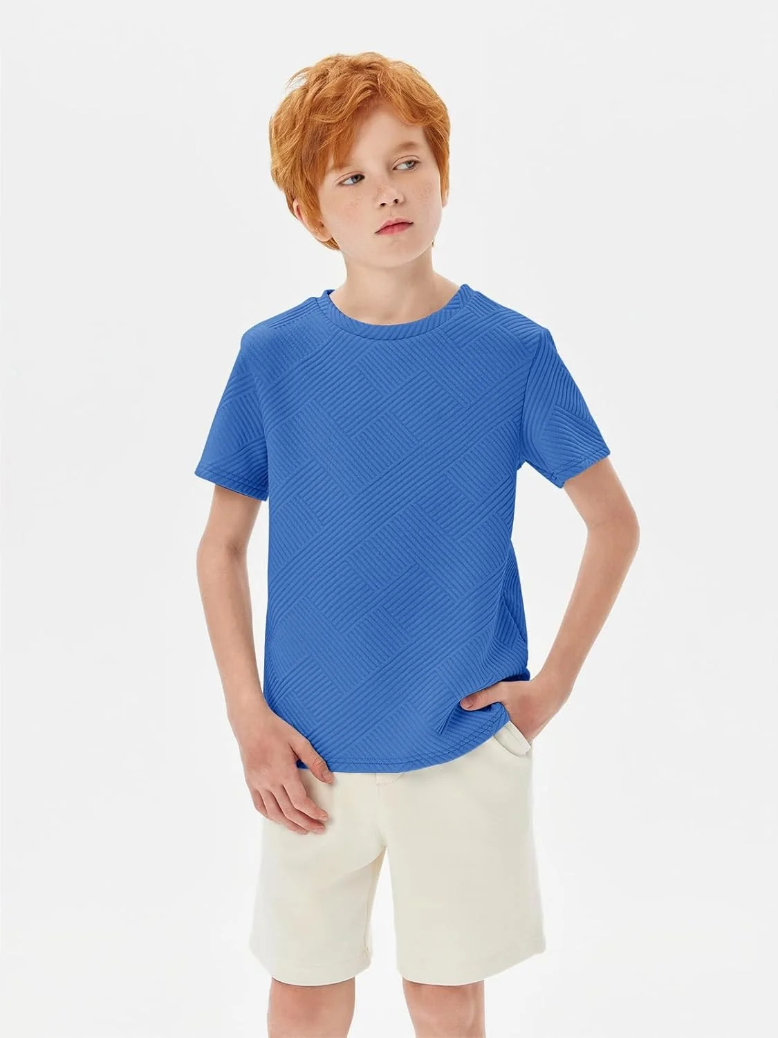 تی شرت پسرانه هلومونینگ با طرح هندسی، آستین کوتاه، یقه گرد، مناسب 5 تا 14 سال