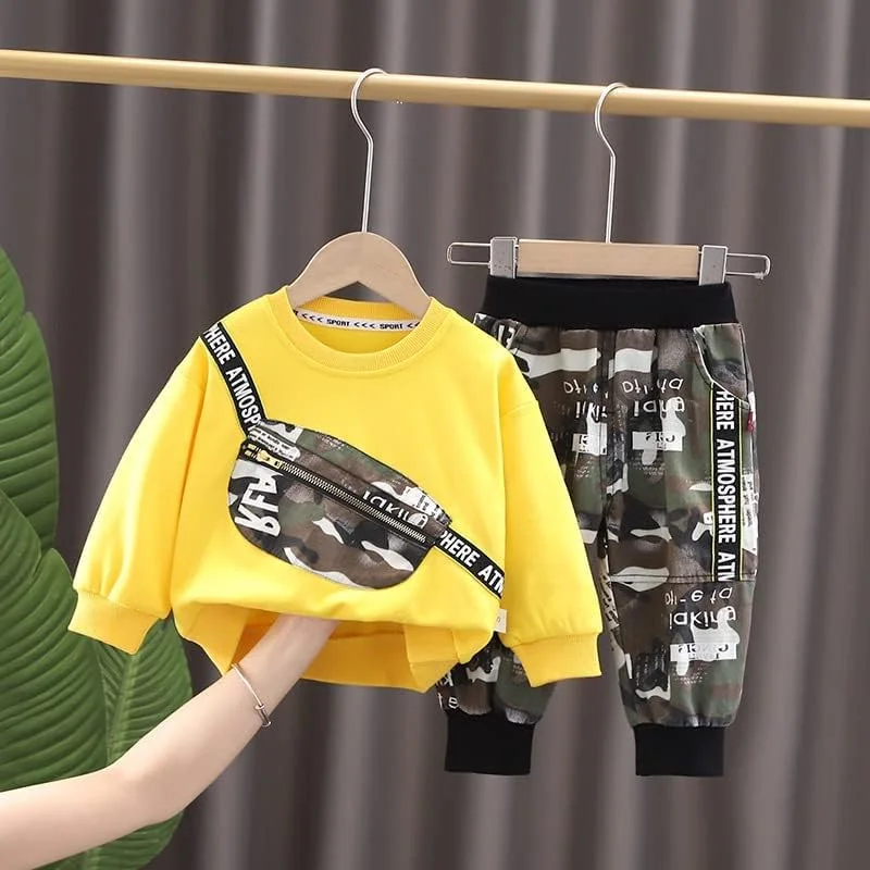 ست بلوز و شلوار پسرانه Googogaaga با جزئیات جیب، رنگ سفید، مناسب 4 تا 5 سال