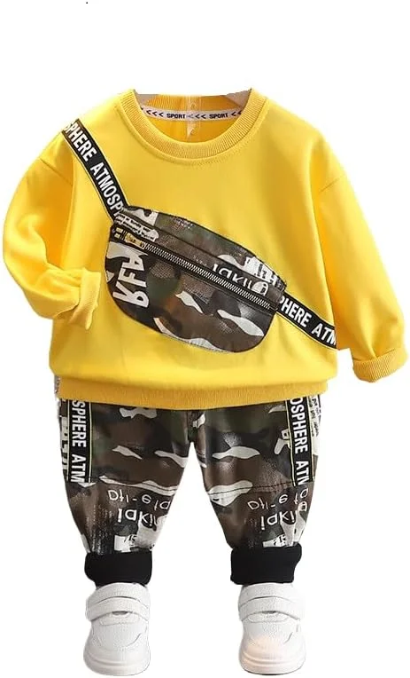 ست بلوز و شلوار پسرانه Googo Gaaga با جزئیات جیب، رنگ سفید، جنس پنبه، مناسب 3 تا 4 سال