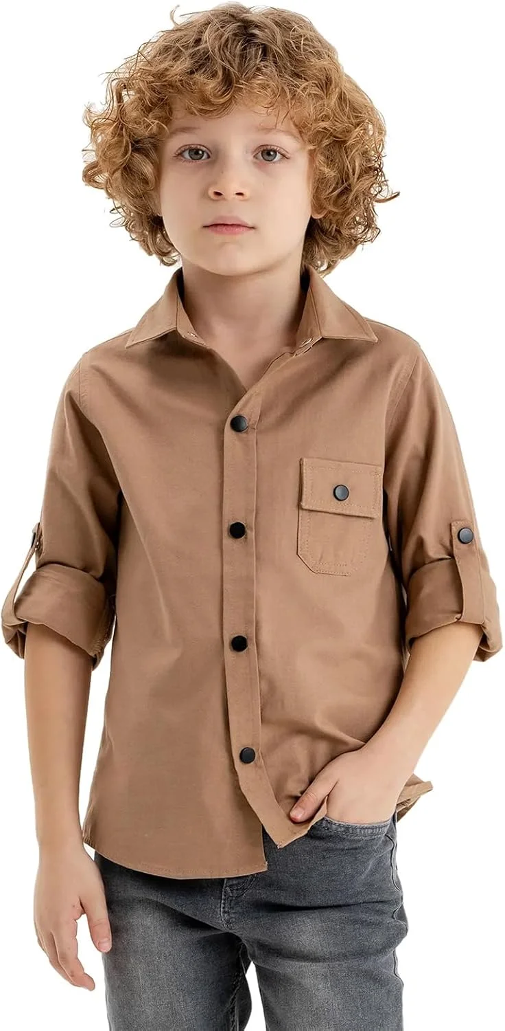 پیراهن آستین بلند پسرانه: پیراهن دکمه دار پسرانه، پیراهن آستین جمع شو پسرانه، پیراهن کتان پسرانه