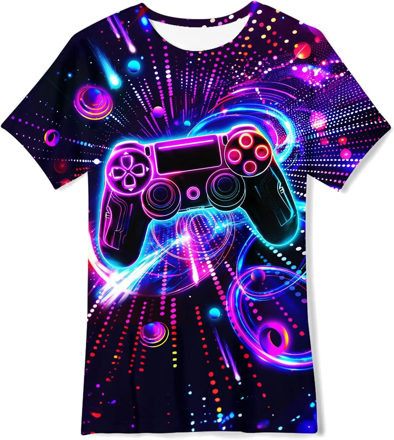 تی‌شرت آستین کوتاه نئون طرح‌دار خنک سه بعدی برای پسران و دختران، مناسب برای 8 تا 12 سال