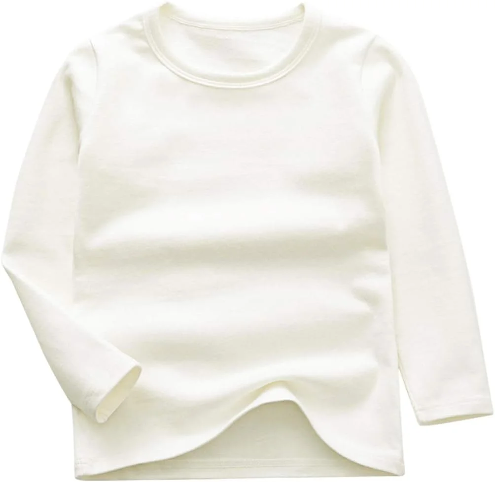 تی‌شرت آستین بلند پسرانه و دخترانه GLEAMING GRAIN، تیشرت پایه نخی یقه گرد بچگانه، سایز 2 تا 8 سال