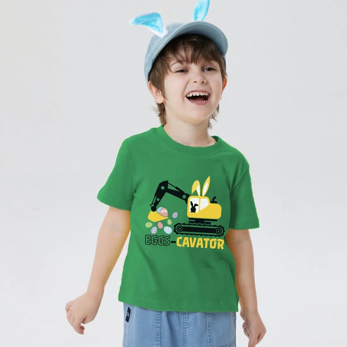 تی‌شرت آستین کوتاه پسرانه و دخترانه با طرح خرگوش، مناسب بهار و عید، طرح‌های گرافیکی بامزه، سایز 3 تا 12 سال