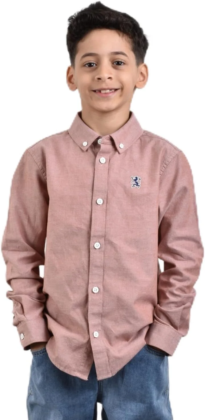 پیراهن آکسفورد نخی مردانه جوردانو، آستین بلند، مدل اسلیم فیت، گلدوزی شده، شست‌شوی پوشاک