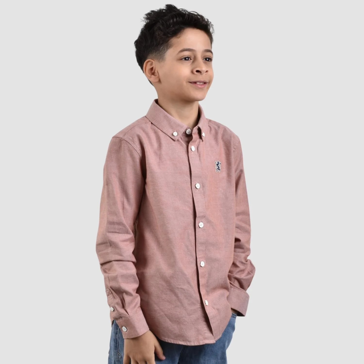 پیراهن آکسفورد نخی مردانه جوردانو، آستین بلند، مدل اسلیم فیت، گلدوزی شده، شست‌شوی پوشاک