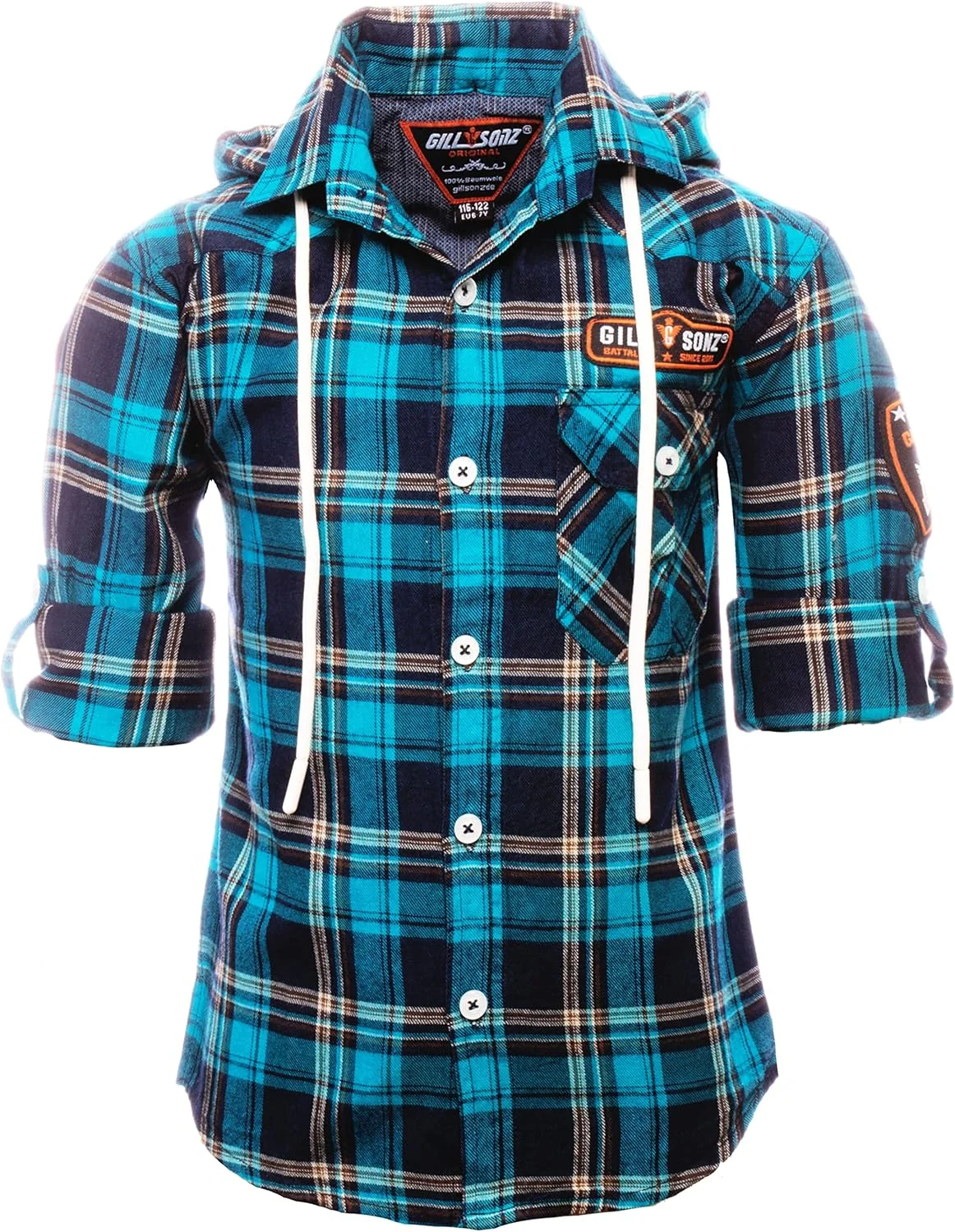 پیراهن آستین بلند کلاه دار پسرانه مدل DS50-1 مناسب اوقات فراغت و مدرسه - رنگ نیلی