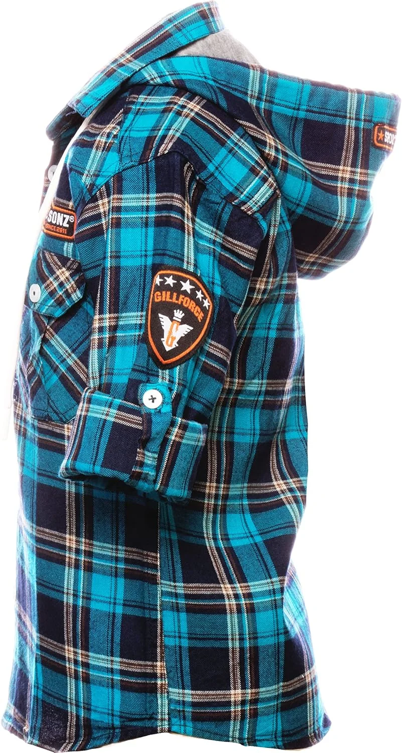 پیراهن آستین بلند کلاه دار پسرانه مدل DS50-1 مناسب اوقات فراغت و مدرسه - رنگ نیلی