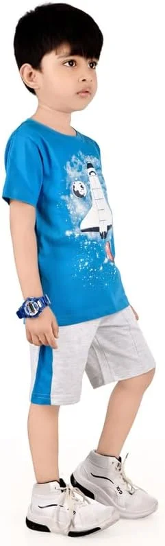 تی شرت پسرانه طرح نابغه به همراه ست برمودا