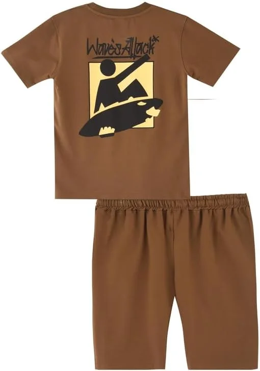 ست تی شرت آستین کوتاه و شلوار کاپری پسرانه