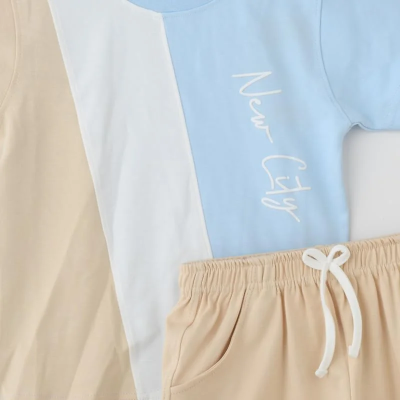 ست تی‌شرت آستین کوتاه و برمودا پسرانه