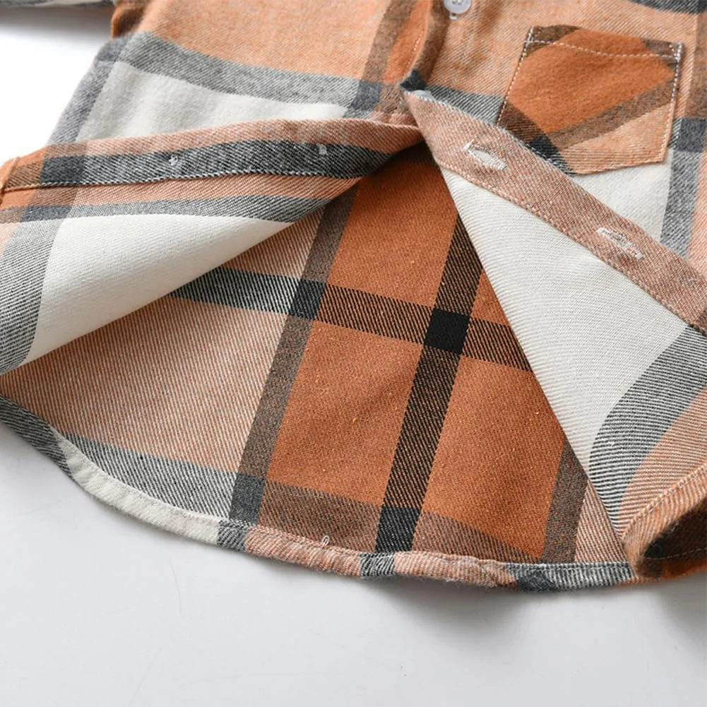 پیراهن دکمه دار پسرانه و دخترانه FYMNSI، پیراهن های آستین بلند چهارخانه فلانل برای کودکان نوپا، تی شرت و تاپ های کلاسیک غیر رسمی پاییزی