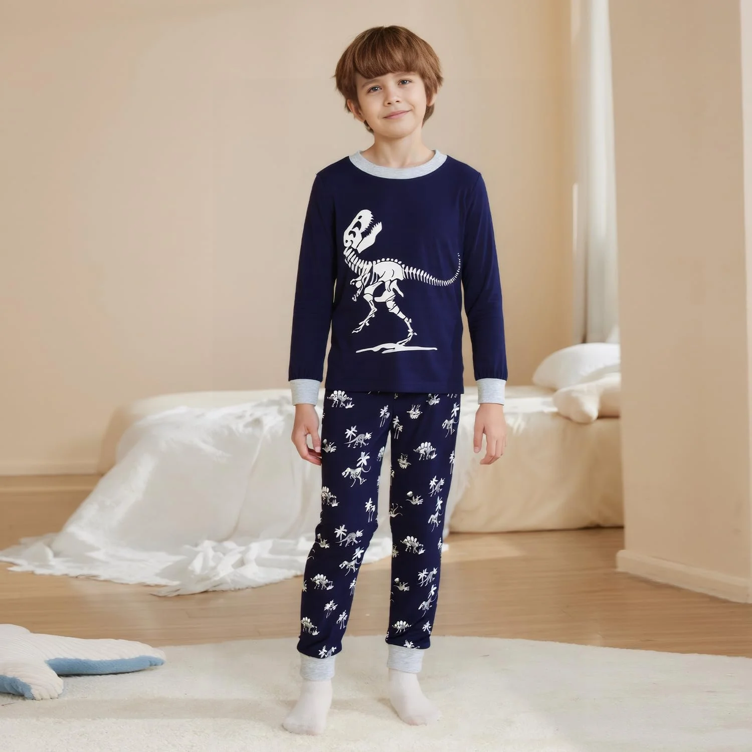 ست لباس راحتی پسرانه Funnymore، تی‌شرت آستین بلند و شلوار با طرح ماشین آتش‌نشانی