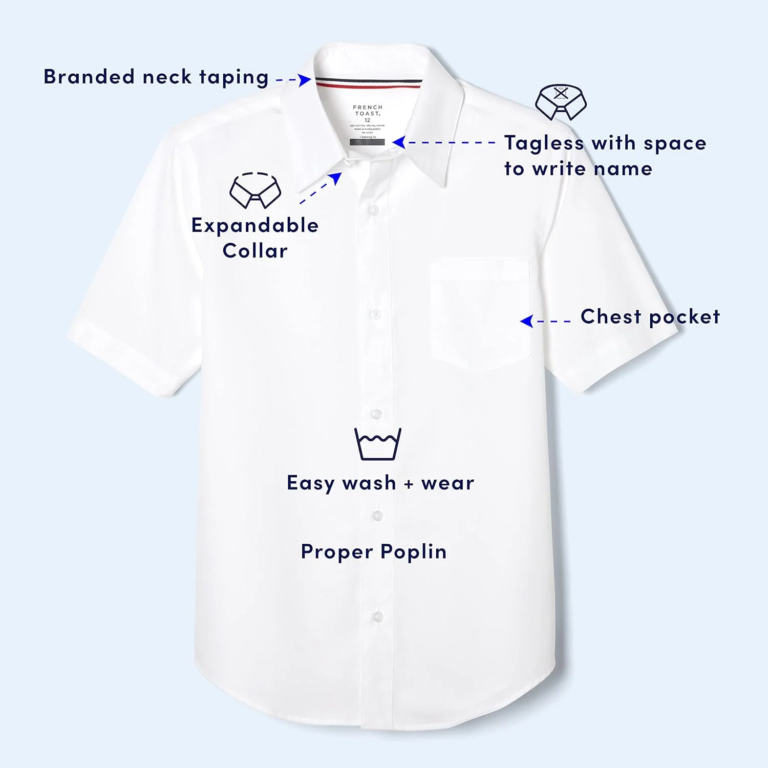 پیراهن آستین کوتاه پسرانه، آبی روشن