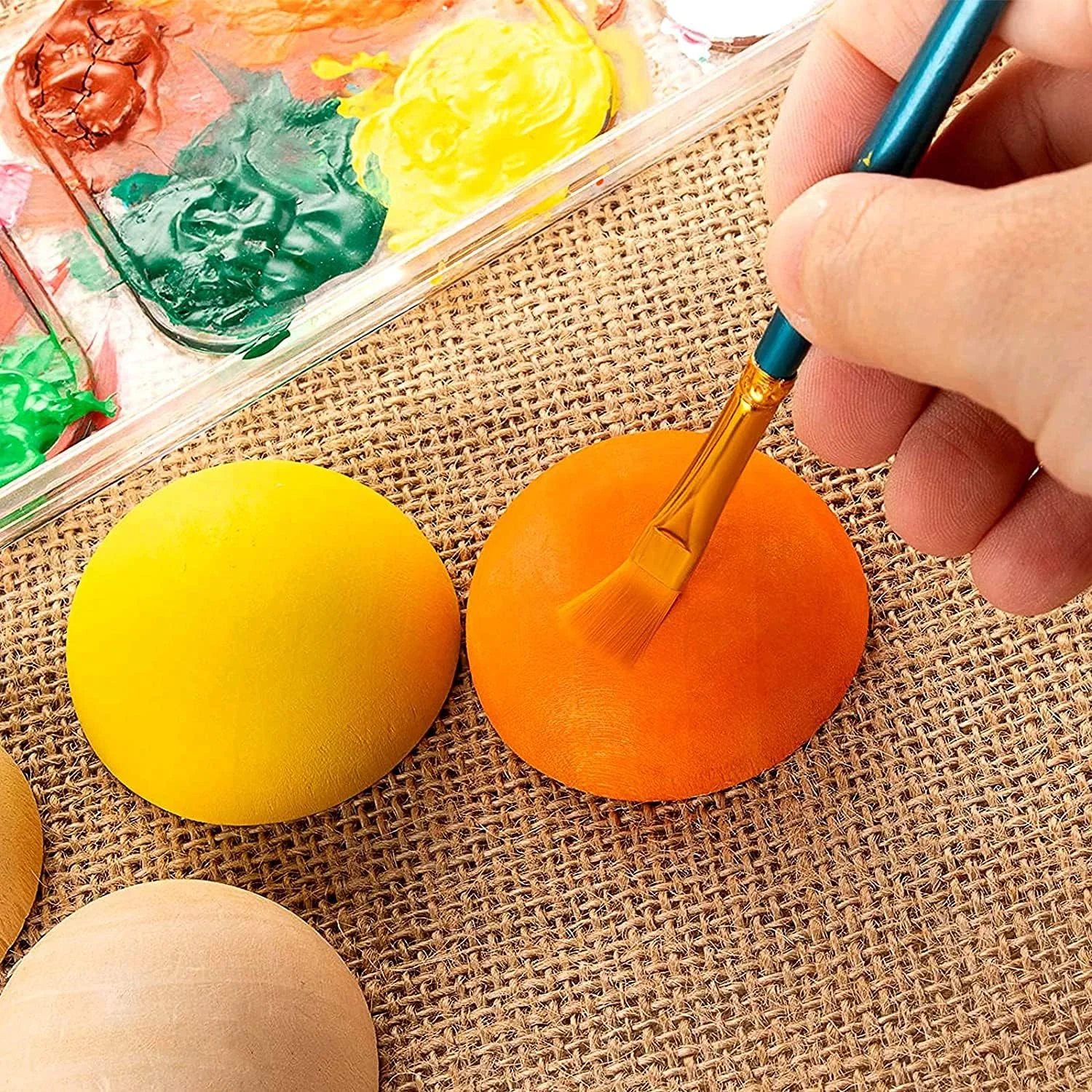 مهره های چوبی نیمه دایره ای DELFINO، توپ های چوبی نصفه ناتمام، توپ های صنایع دستی طبیعی 20 میلی متری، 100 عدد