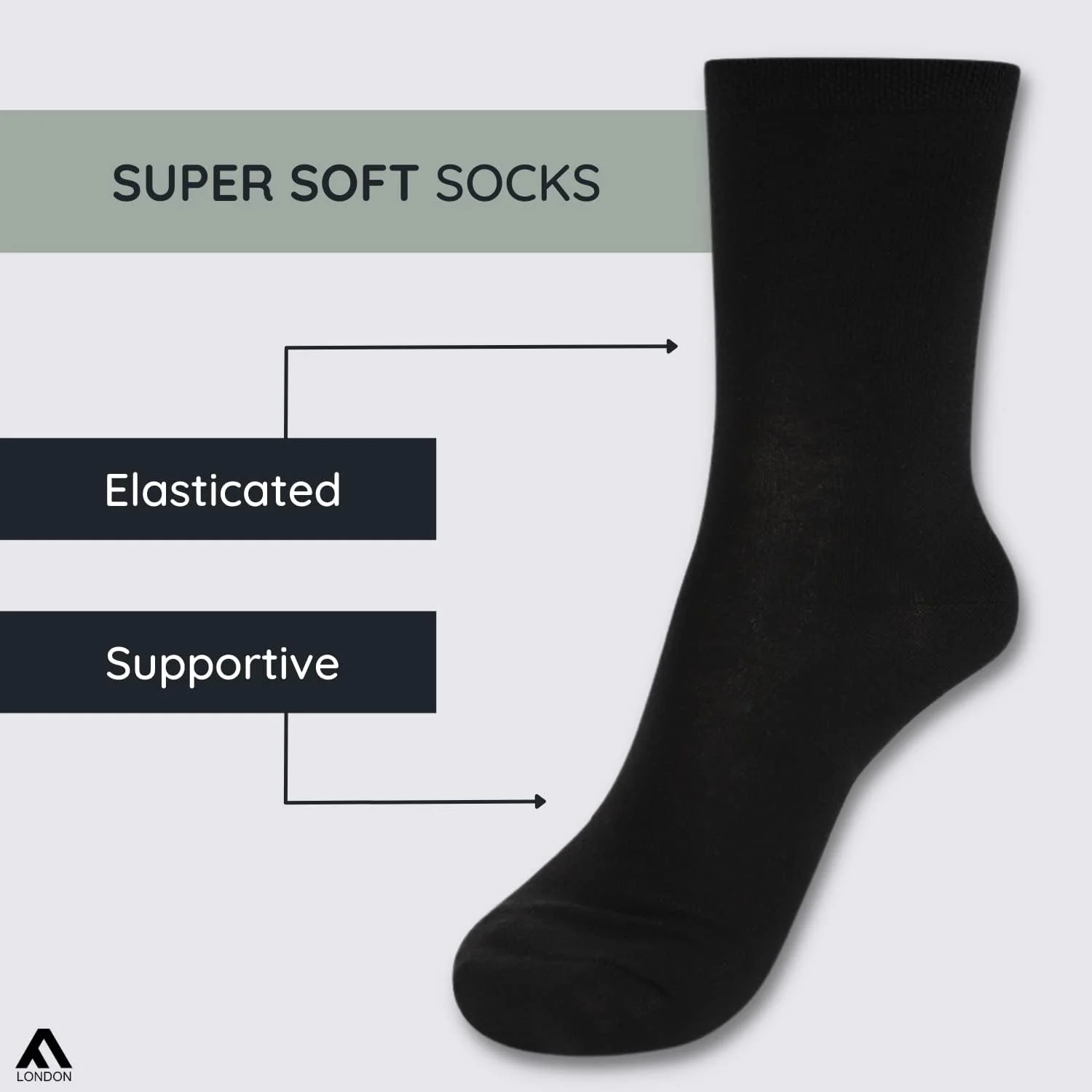 جوراب ساق بلند ساده بچه گانه اف ام لندن (بسته 12 عددی) | تنفس پذیر، بادوام، با فیت راحت