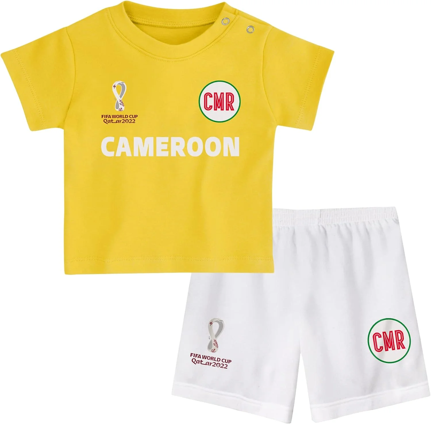 ست تی‌شرت و شورت رسمی جام جهانی 2022 فیفا کودکان - کامرون - ست تی‌شرت و شورت خارج از خانه (بسته 1 عددی)