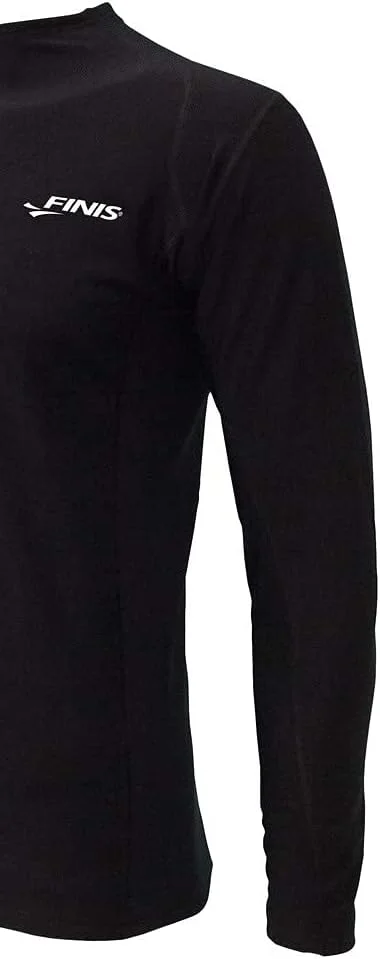تی شرت شنا حرارتی FINIS، پلی اولفین گرماگیر، محافظت در برابر اشعه ماوراء بنفش UPF 50+، مقاوم در برابر کلر و محو شدن، ضد باکتری، تمرین استقامتی، سایز کوچک جوانان، مشکی
