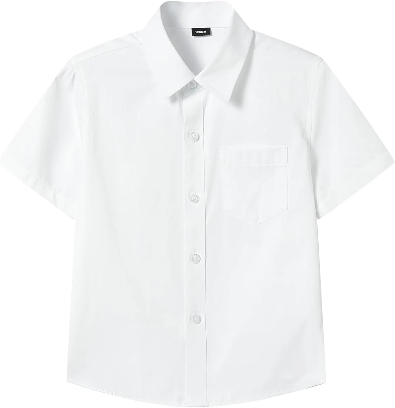 پیراهن آستین کوتاه دکمه دار سفید پسرانه FastRockee با جیب سینه و بافت چروک سایز 5T-16Y
