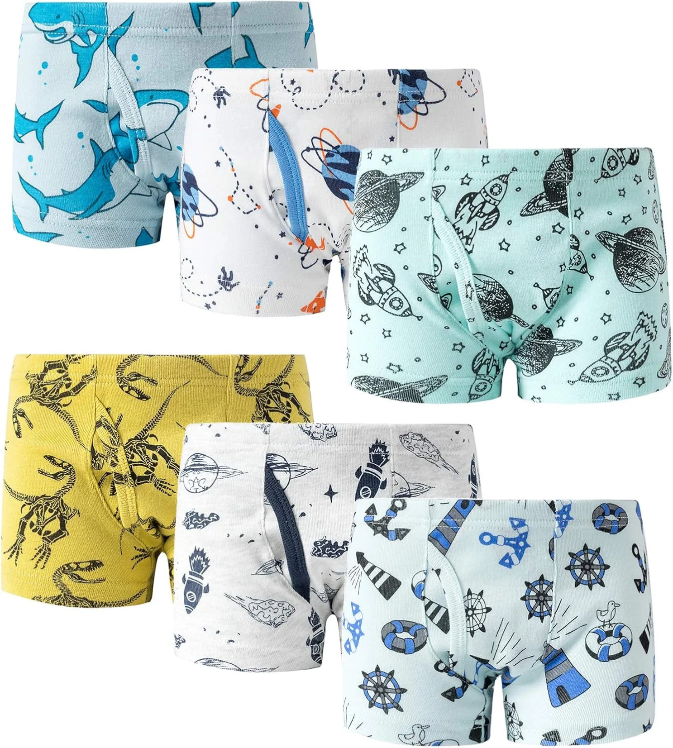 بسته 6 عددی زیرپوش باکسر نخی پسرانه کودکانه Family Feeling، لباس زیر پسرانه، سایز 2T