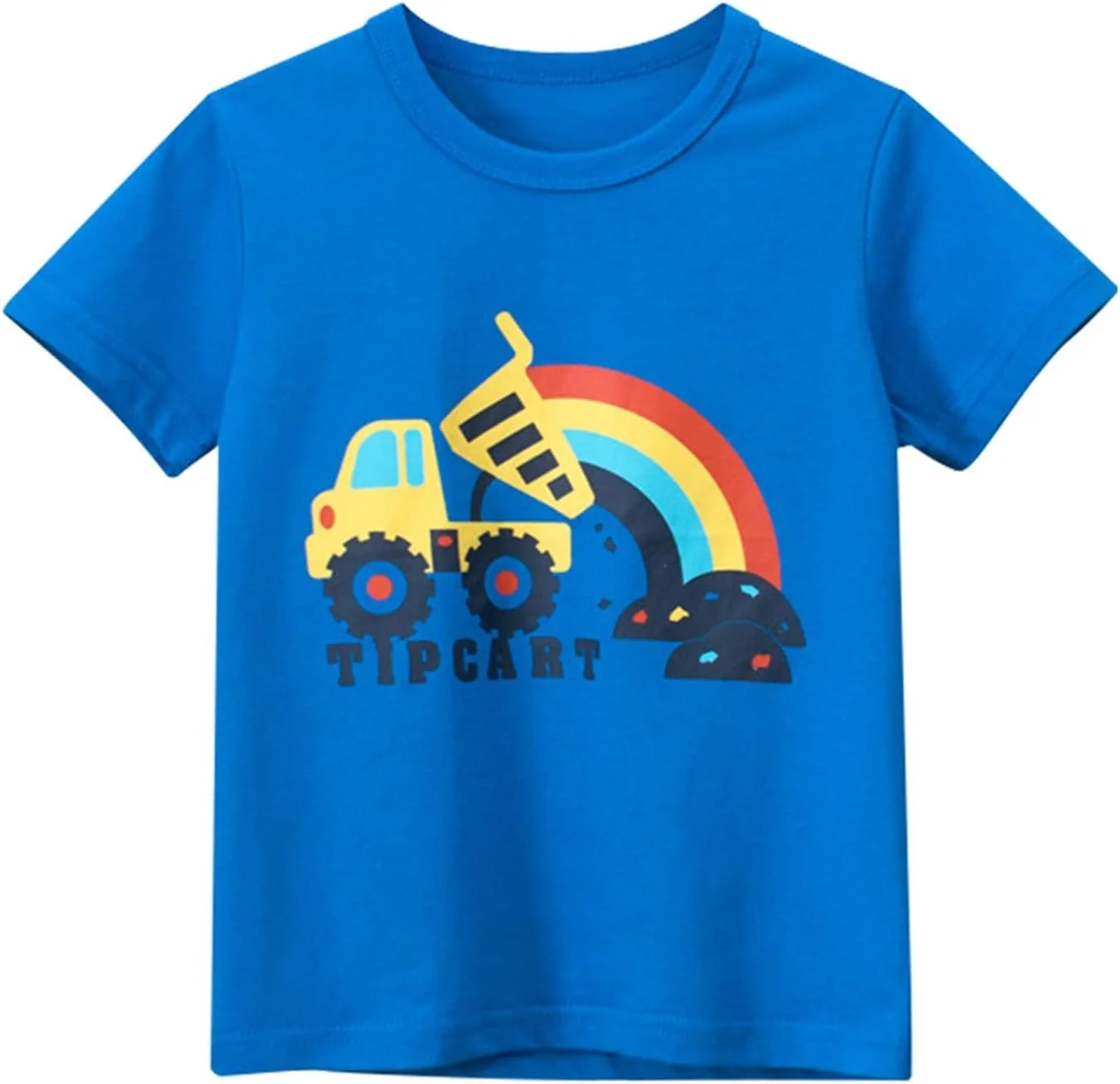 تیشرت پسرانه طرح بیل مکانیکی، پنبهای آبی رنگین کمانی آستین کوتاه یقه گرد مناسب لباس تابستانی غیر رسمی تیشرت پسرانه طرح بیل مکانیکی، پنبهای آبی رنگین کمانی آستین کوتاه یقه گرد مناسب لباس تابستانی غیر رسمی