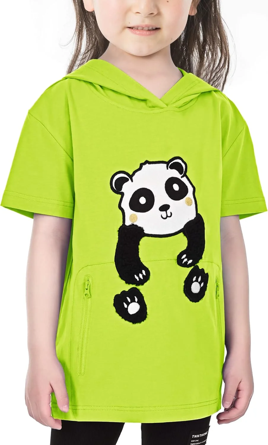 تی‌شرت پسرانه ENDIRAD با جیب زیپ‌دار، تی‌شرت پنبه‌ای طرح پاندا آستین کوتاه، هودی محافظت در برابر اشعه ماوراء بنفش