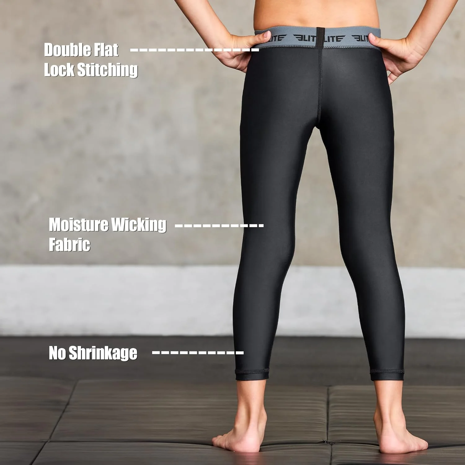 شلوار فشاری ورزشی پسرانه و بچگانه الیت اسپرت، ساق پوش و زیرلایه مناسب برای تمرینات ورزشی بسکتبال، فوتبال و ورزش های رزمی