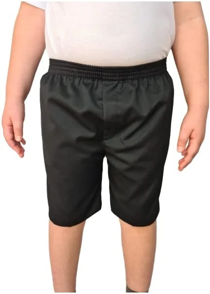 شلوارک پسرانه L S U، کشی، مناسب مدرسه، خاکستری/مشکی (بدون زیپ/گیره)