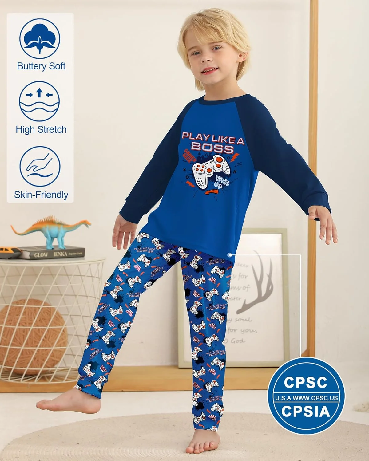 ست لباس خواب پسرانه Mikrdoo، آستین بلند، نرم و راحت، کشی، مناسب برای پسران بزرگ سایز 6 تا 16 سال