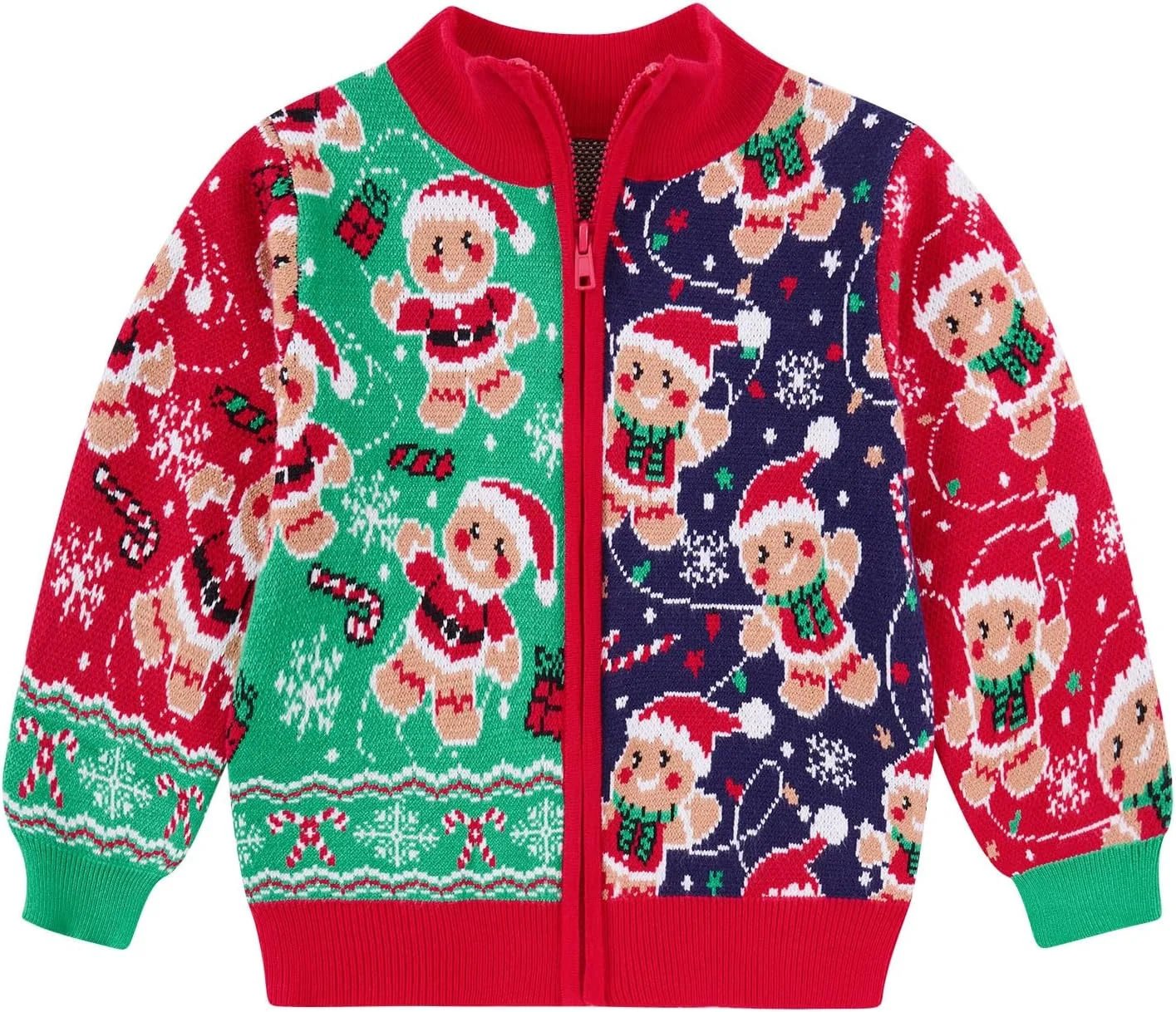 ژاکت بافتنی زیپ‌دار پسرانه مخصوص کریسمس، لباس زمستانی