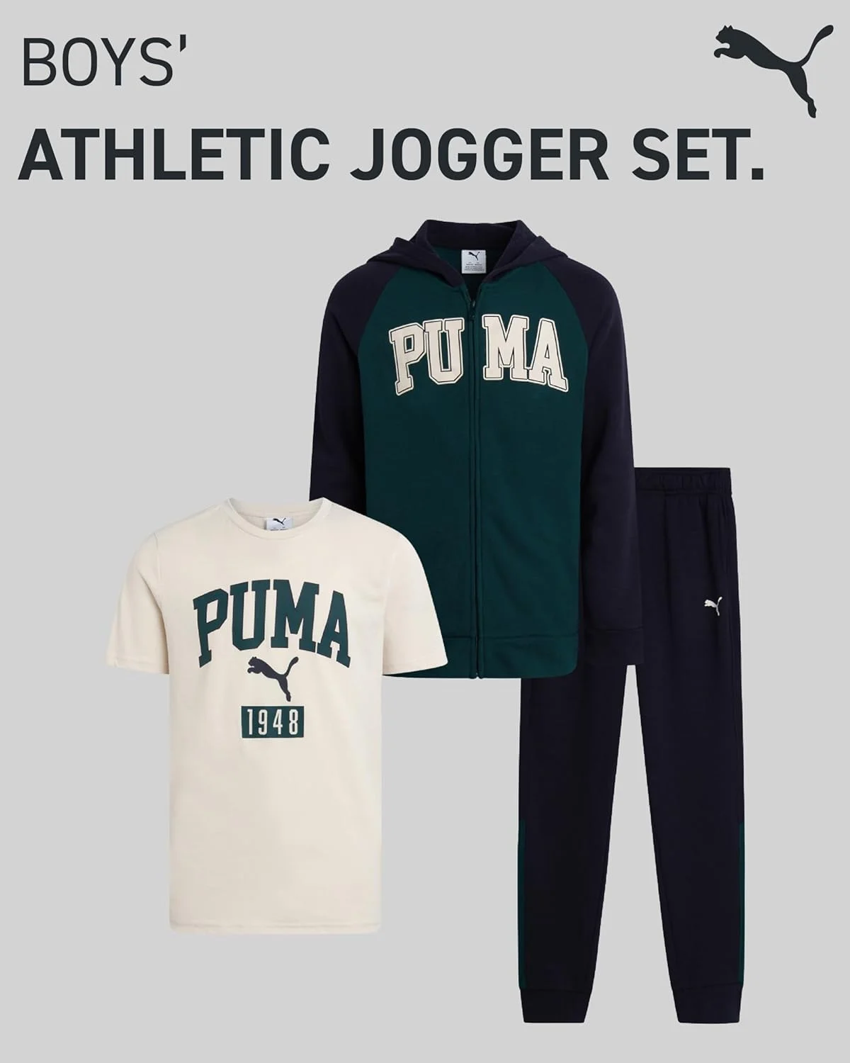 ست گرمکن و شلوار ورزشی پسرانه پوما مدل B Flc Jogset Zip 3 تکه