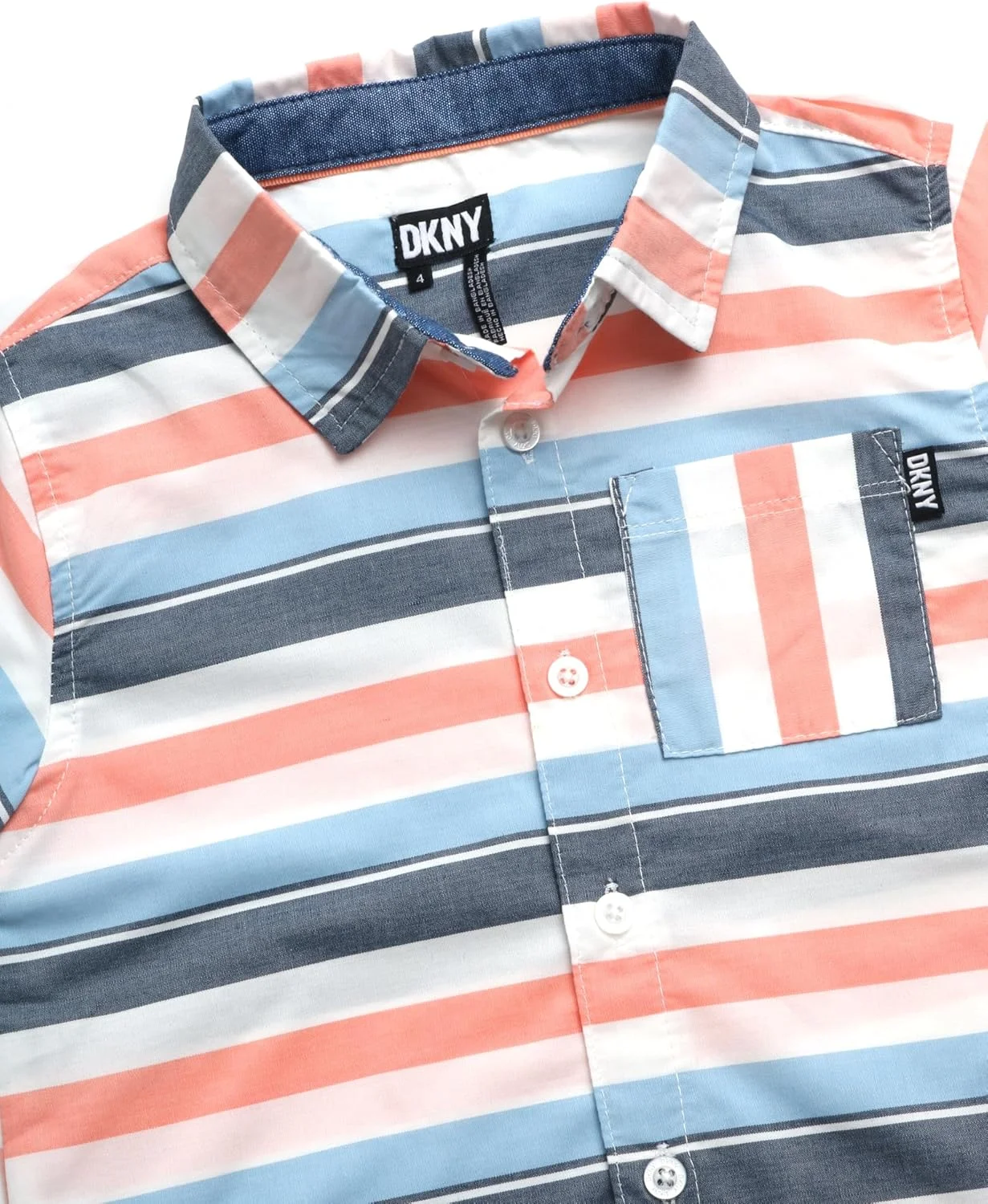 ست شلوار پسرانه DKNY - شامل پیراهن آستین کوتاه دکمه دار، تیشرت غیر رسمی و شلوار کتان کشی برای پسران نوپا (سایز 2T-7)