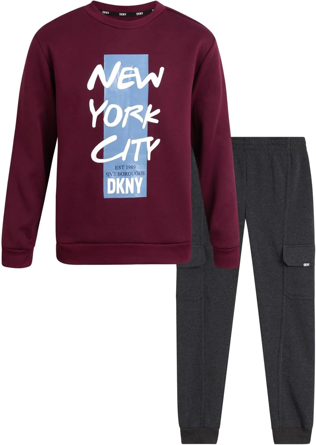 ست گرمکن ورزشی پسرانه DKNY - هودی و شلوار گرمکن پشمی فوق العاده نرم دو تکه برای پسران (4-12)
