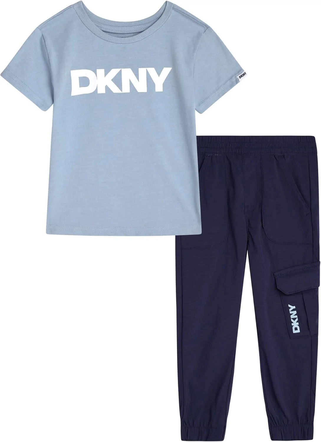 ست بلوز و شلوار پسرانه DKNY - ست 2 تکه گرم و نرم شامل بلوز یقه گرد و شلوار گرمکن برای نوزادان، کودکان نوپا و پسران کوچک