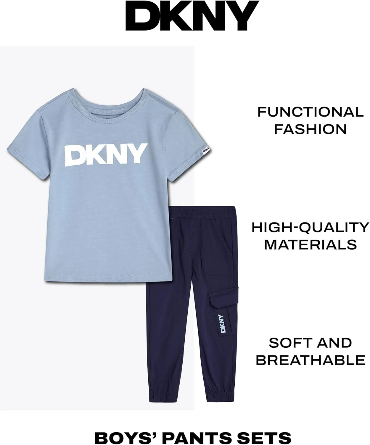 ست بلوز و شلوار پسرانه DKNY - ست 2 تکه گرم و نرم شامل بلوز یقه گرد و شلوار گرمکن برای نوزادان، کودکان نوپا و پسران کوچک