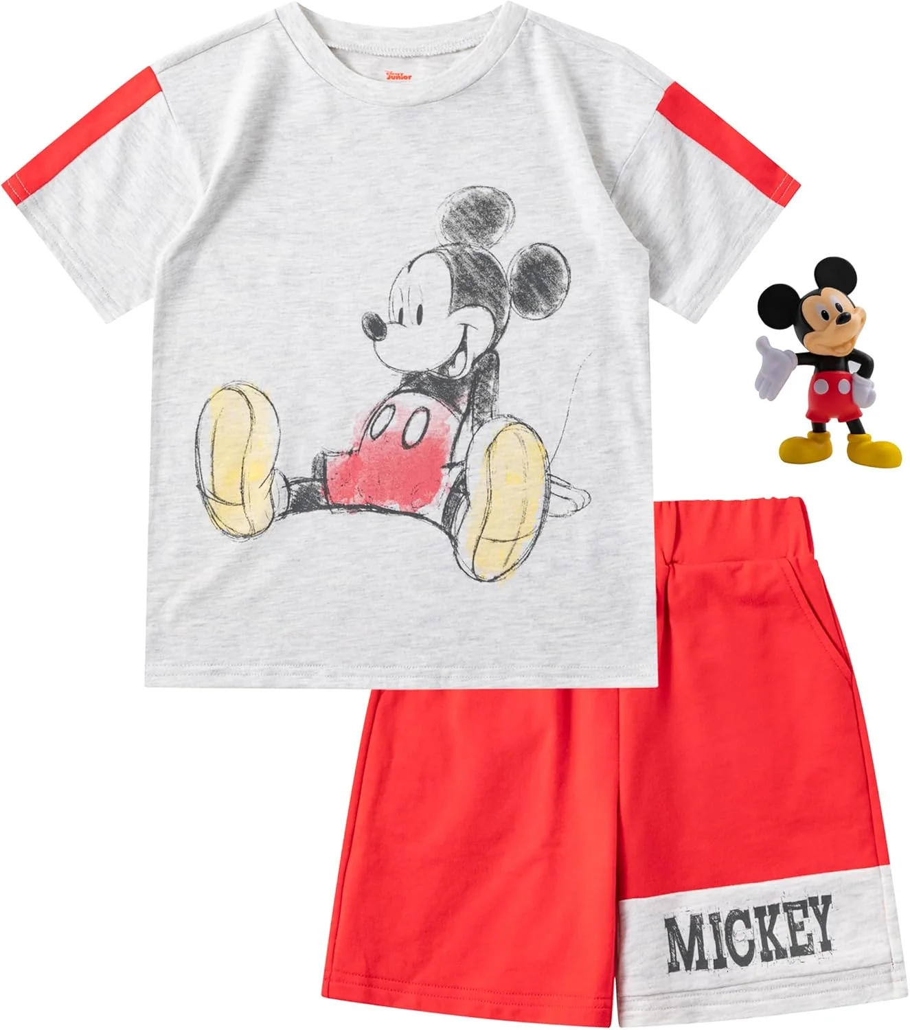 ست تی‌شرت آستین کوتاه و شلوارک پسرانه دیزنی میکی موس به همراه یک اسباب بازی، مناسب کودکان نوپا