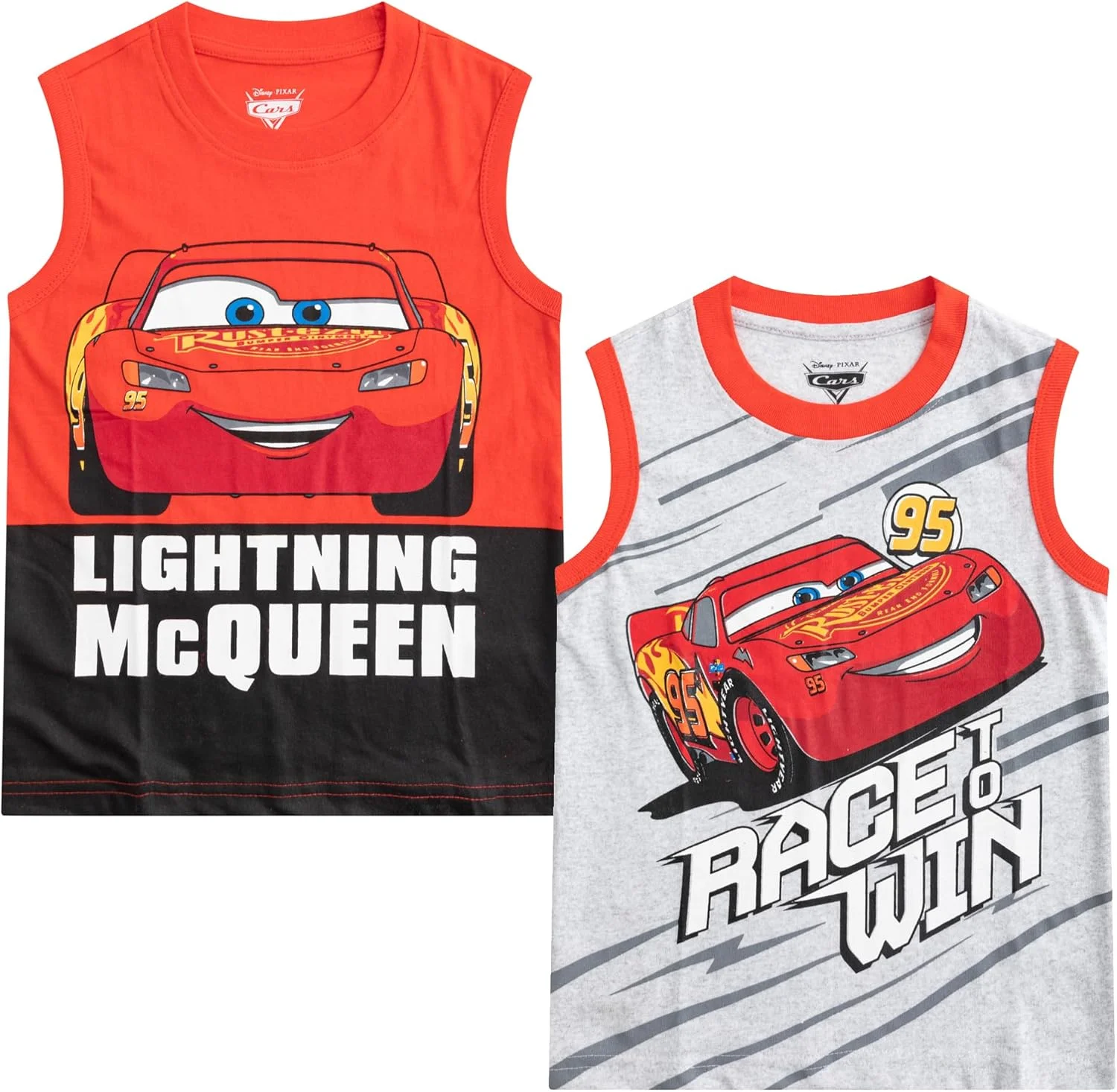 ست دو عددی تاپ بدون آستین پسرانه دیزنی کارز با طرح لایتنینگ مک‌کوئین، مناسب کودکان نوپا و خردسال