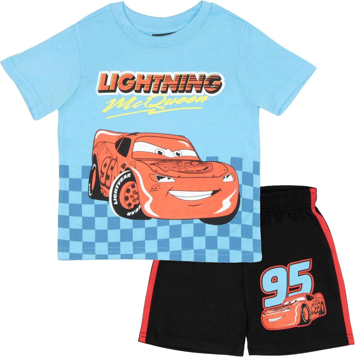 ست دو تکه پسرانه دیزنی کارز، تی شرت آستین کوتاه و شلوارک با طرح مک‌کوئین برای کودکان