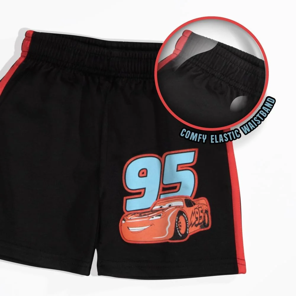 ست دو تکه پسرانه دیزنی کارز، تی شرت آستین کوتاه و شلوارک با طرح مک‌کوئین برای کودکان