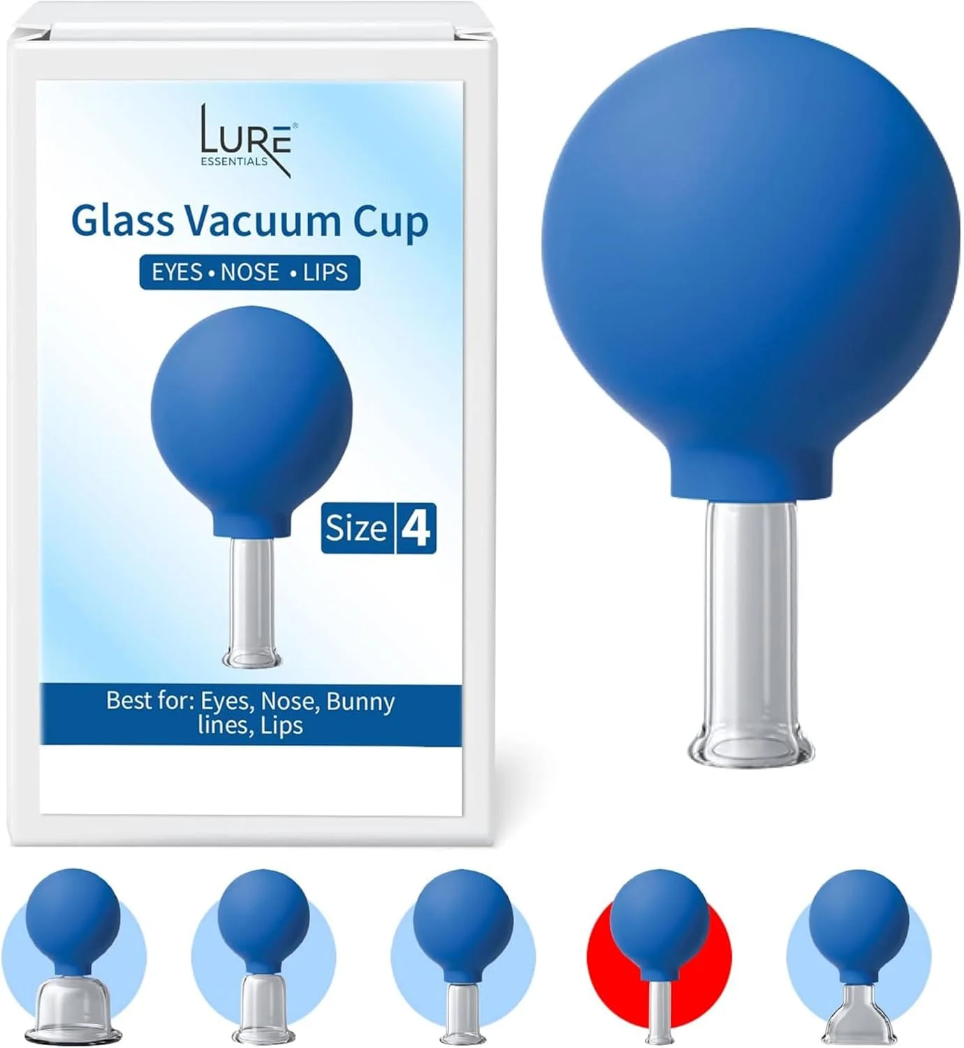 مجموعه لیوان های ماساژ صورت Lure Essentials - لیوان های شیشه ای مکش صورت برای لیفت صورت، چین و چروک و ماساژ لنفاوی ضد سلولیت (04 - چشم و لب) مجموعه لیوان های ماساژ صورت Lure Essentials - لیوان های شیشه ای مکش صورت برای لیفت صورت، چین و چروک و ماساژ لنفاوی ضد سلولیت (04 - چشم و لب)