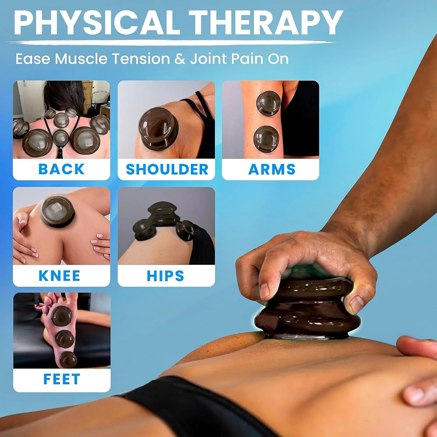 مجموعه لوازم جانبی حجامت لور اسنشیالز مدل Edge - کیت حجامت برای ماساژ درمانی - مجموعه حجامت سیلیکونی - فنجان های ماساژ برای حجامت درمانی (مجموعه 4 عددی، اونیکس)