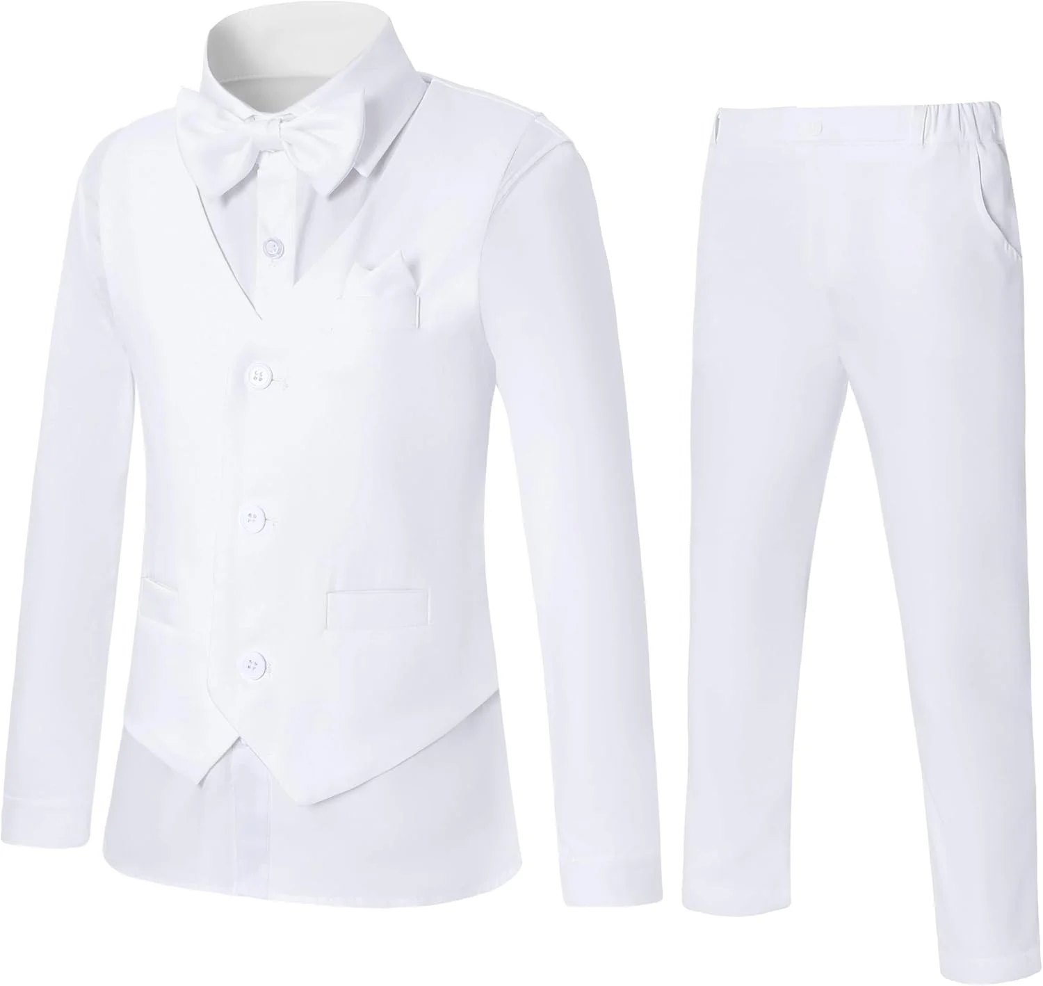 ست لباس پسرانه DISAUR، 6 تکه شامل جلیقه، شلوار، پیراهن، دستمال گردن و پاپیون مناسب برای مراسم رسمی، سایز 6 تا 10 سال