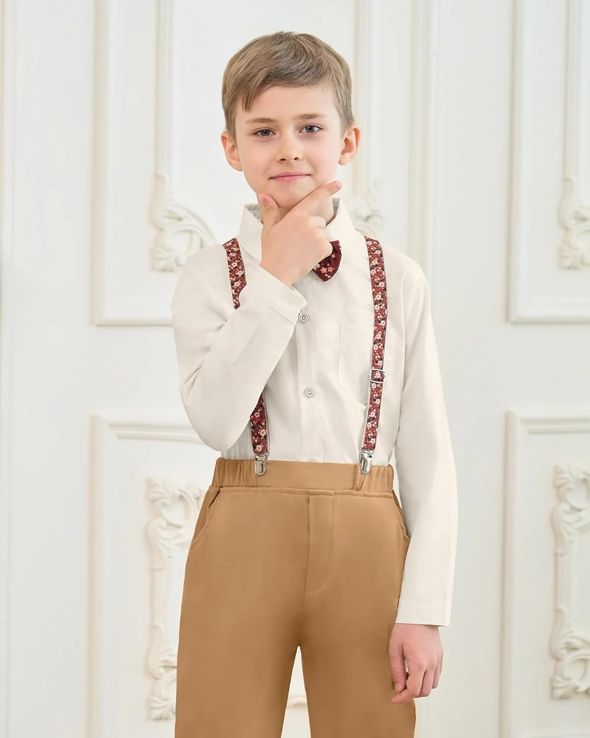 ست پسرانه DISAUR شامل پیراهن، شلوار بنددار و پاپیون مناسب مراسم رسمی، 4 تا 9 سال