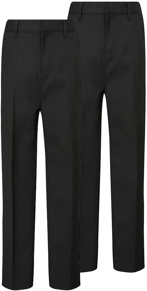 شلوار مدرسه ای مشکی پسرانه Trutex Basics، بسته 2 عددی (3-12 سال)، شلوار مدرسه ای پسرانه پاچه باریک، شلوار مدرسه ای پسرانه نوجوان، شلوار پسرانه بادوام و شیک - لباس فرم مدرسه اصل