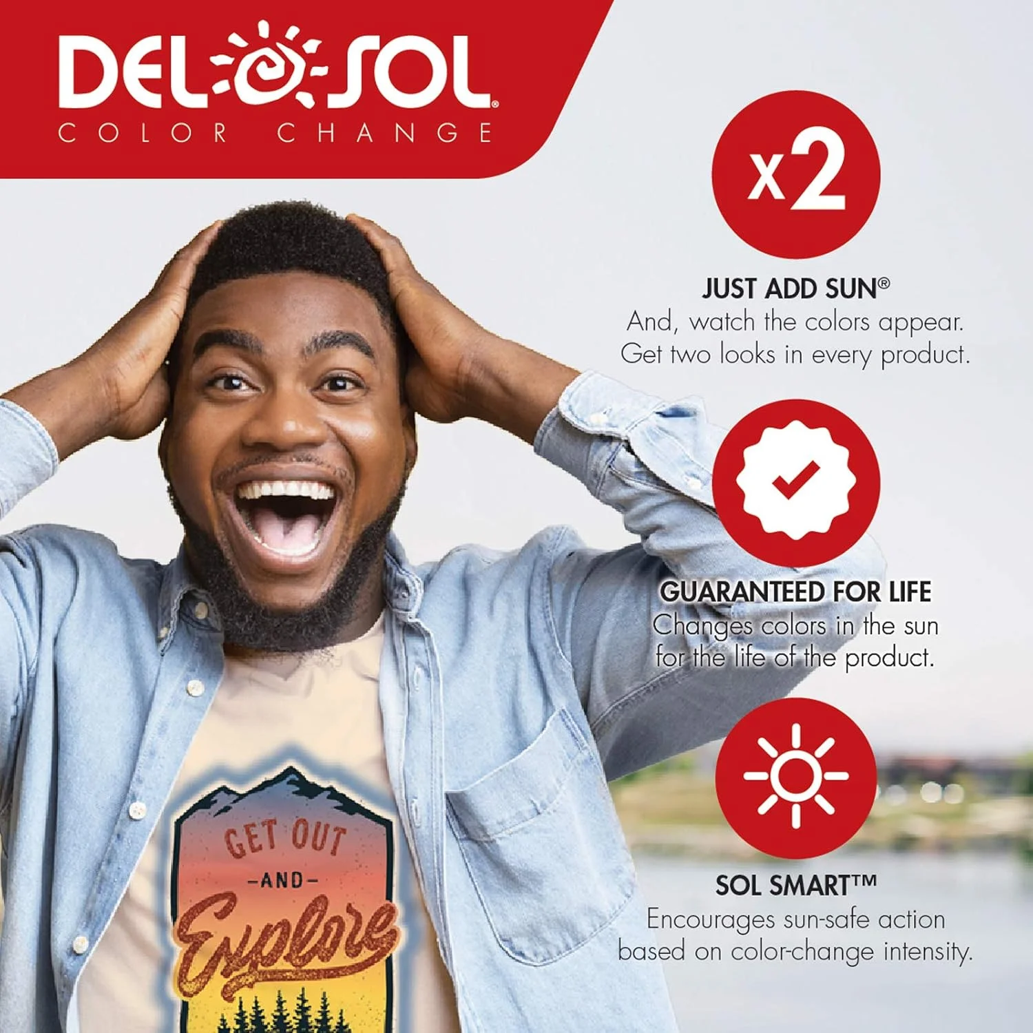 تی شرت آستین کوتاه پسرانه Del Sol - طرح ماهی، آبی - تغییر رنگ از آبی به رنگ های زنده در نور خورشید - 100% پنبه شانه شده، بافته شده، پارچه نرم، برش راحت - سایز 4T