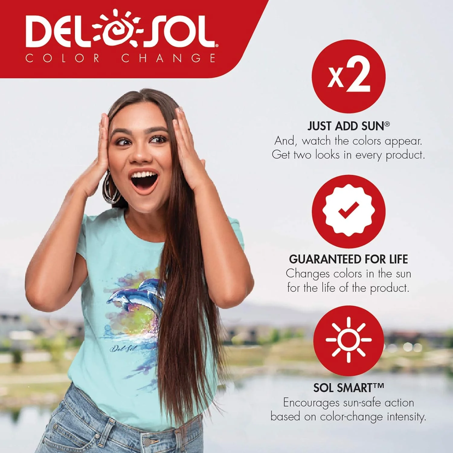 تی شرت آستین کوتاه بچگانه DelSol - طرح خرس - آبی یخی - تغییر رنگ با نور خورشید - 100% پنبه رینگ-اسپان شانه شده از قبل آب رفته - یقه کشبافت - سایز YM - یک عدد