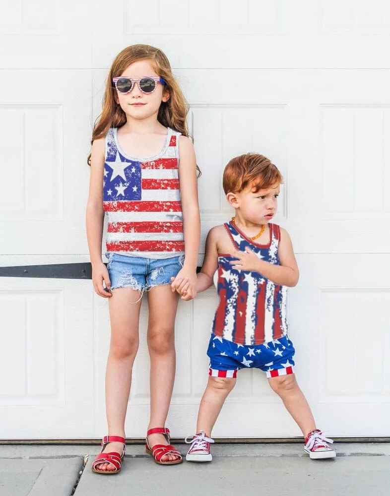 تاپ پسرانه بچه گانه برای چهارم جولای، تی شرت پرچم آمریکا، پیراهن نوزادی، تاپ های میهنی
