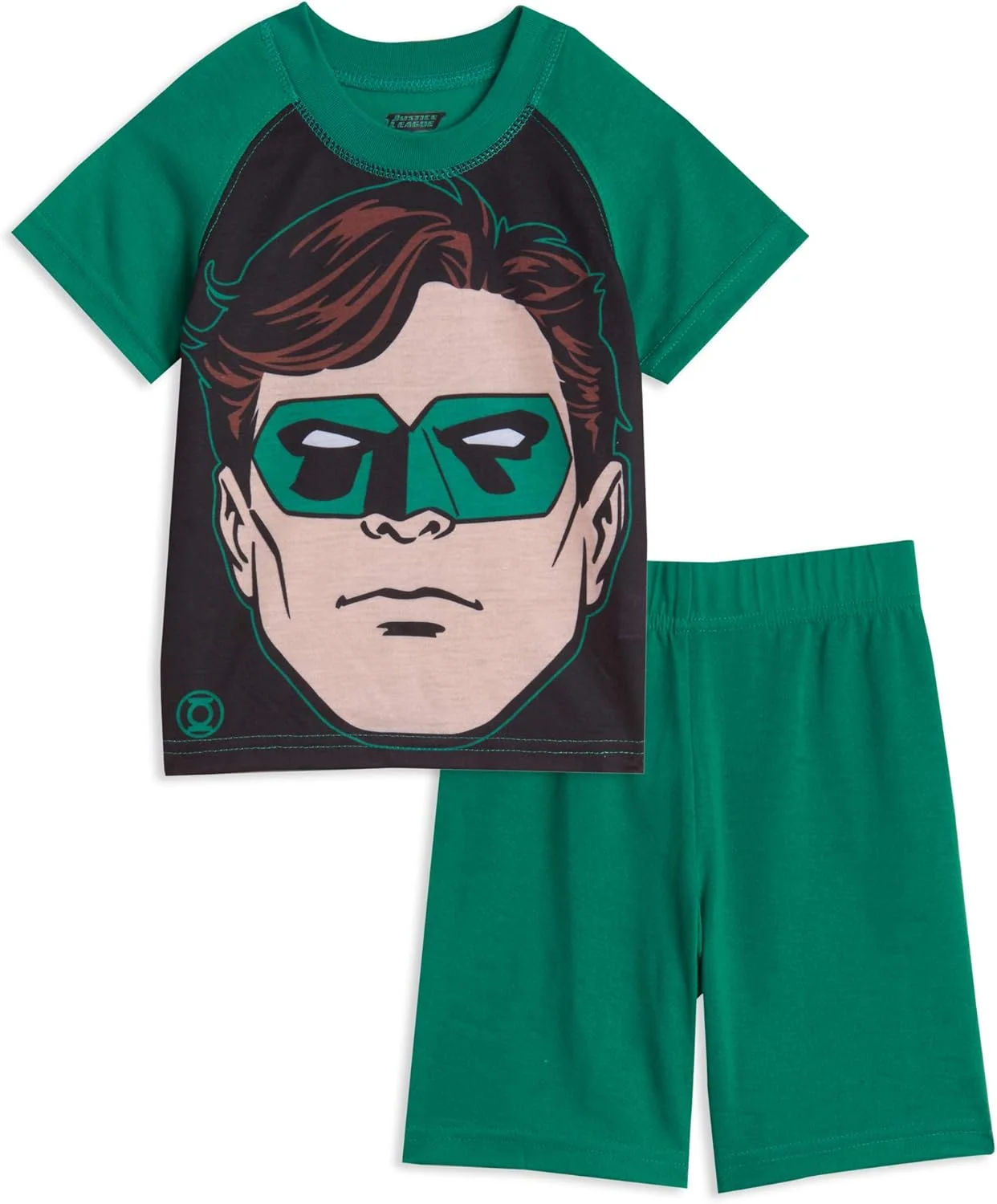 ست تی‌شرت آستین رگلان و شلوارک طرح بتمن، گرین لنترن و سوپرمن از لیگ عدالت دی‌سی کامیکس