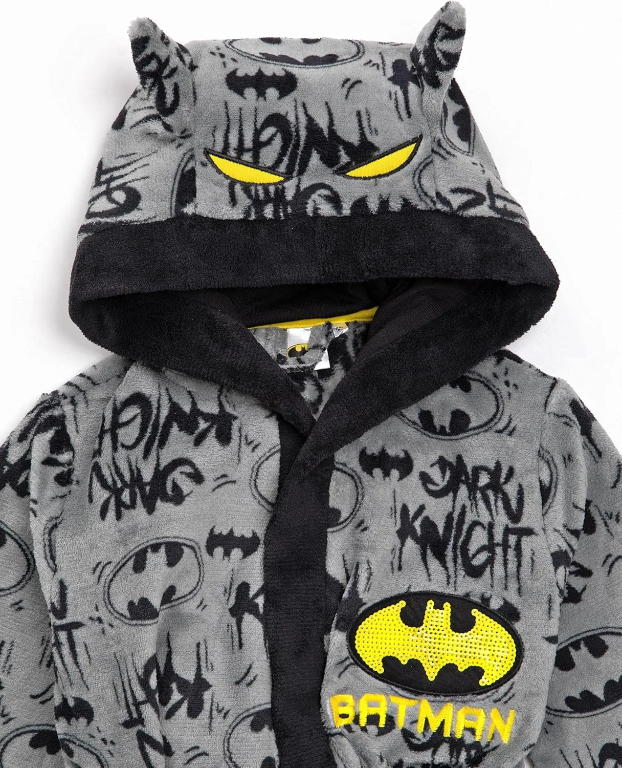 روپوش حمام بتمن DC Comics برای پسران و دختران | روپوش خاکستری شوالیه تاریکی برای کودکان | روپوش خواب نرم و لطیف بچه گانه