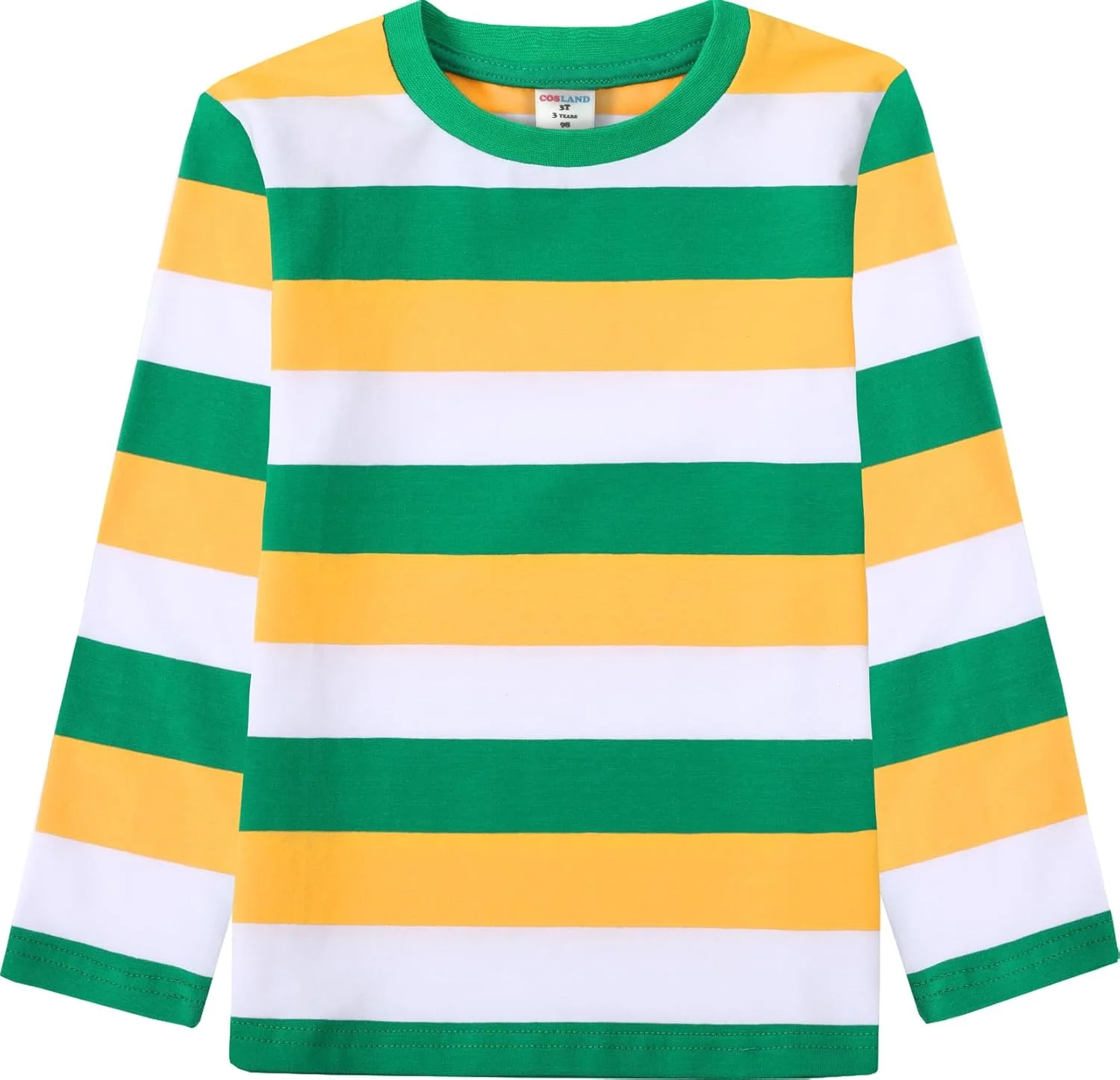 تی شرت آستین بلند راه راه پسرانه و بچگانه COSLAND، نخی، تی شرت یقه گرد بچه گانه، 2T-بزرگ تی شرت آستین بلند راه راه پسرانه و بچگانه COSLAND، نخی، تی شرت یقه گرد بچه گانه، 2T-بزرگ